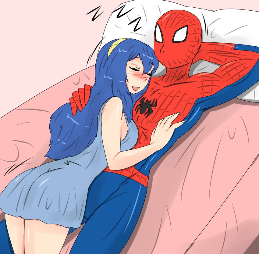 lucina and spider-man (fire emblem and 3 more) drawn by zronku