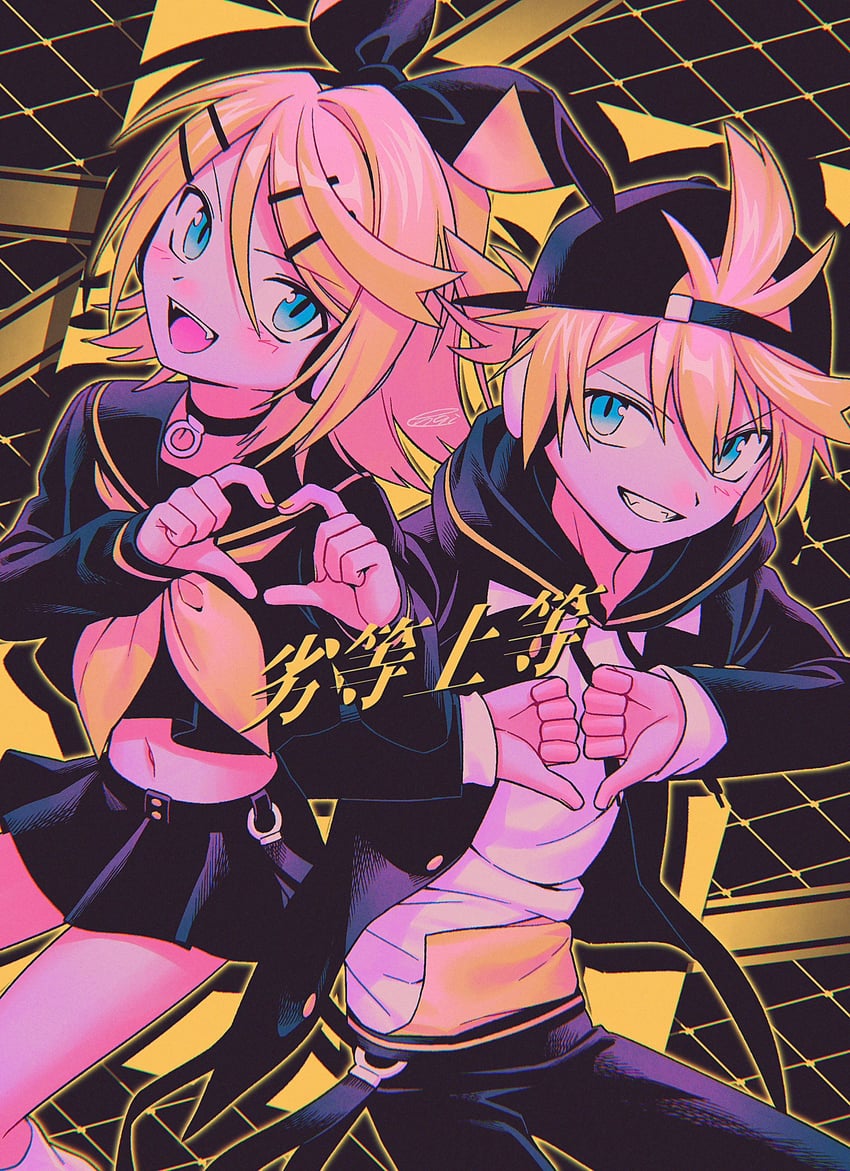 kagamine rin and kagamine len (vocaloid and 1 more) drawn by menma_(enaic31)