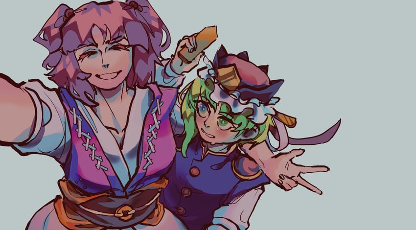 shiki eiki and onozuka komachi (touhou) drawn by waiwa_way