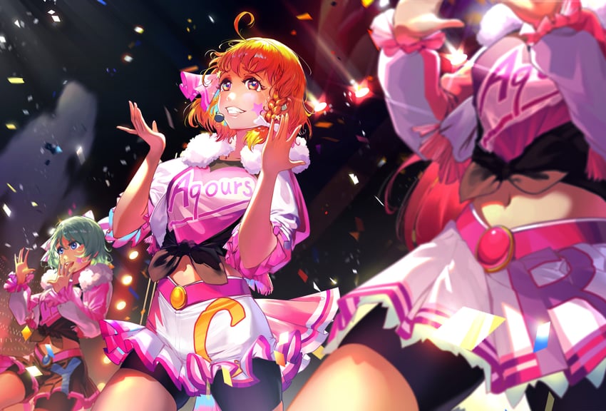 watanabe you, sakurauchi riko, and takami chika (love live! and 1 more) drawn by t_lock