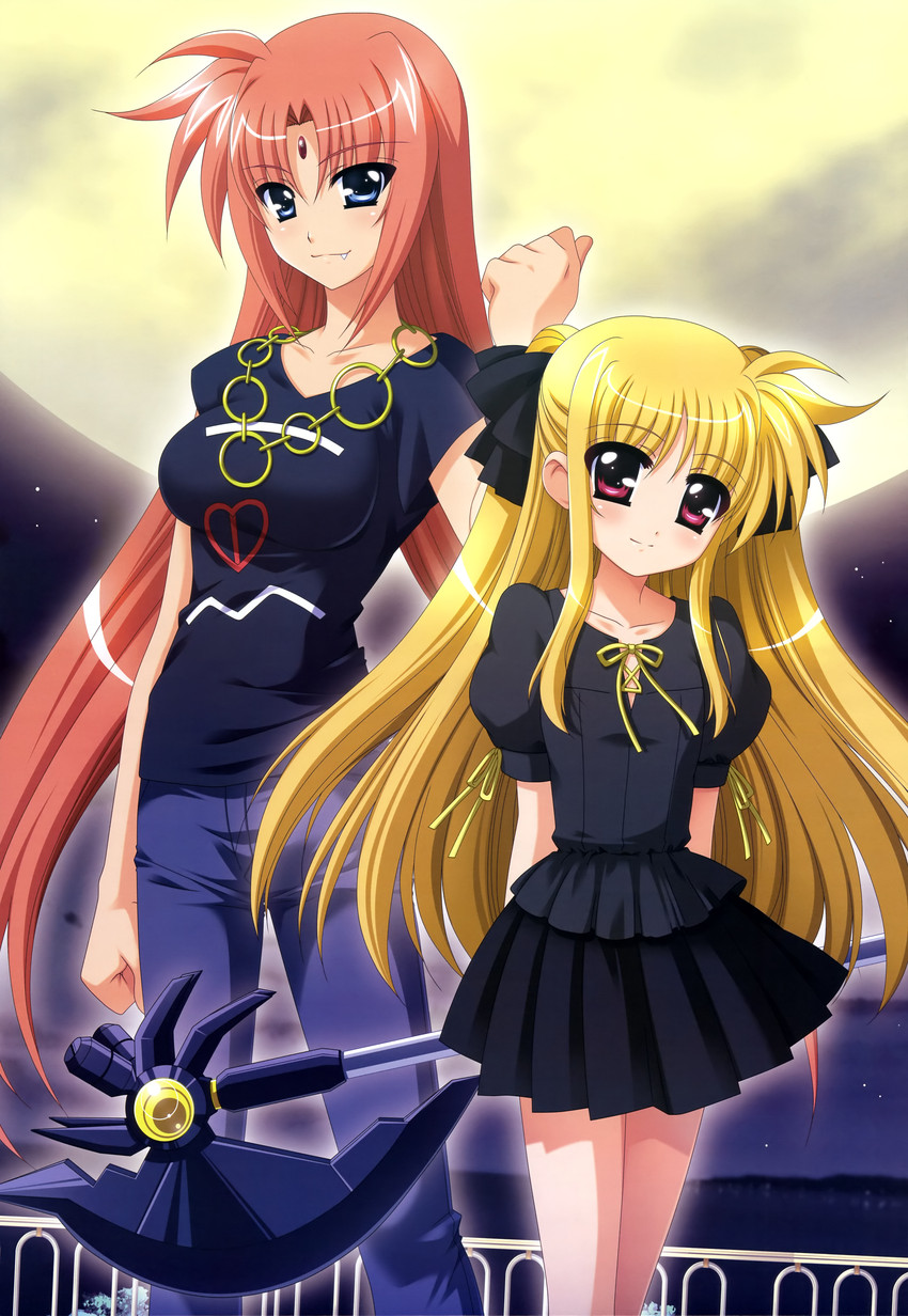 fate testarossa, arf, and bardiche (lyrical nanoha and 3 more) drawn by higa_yukari