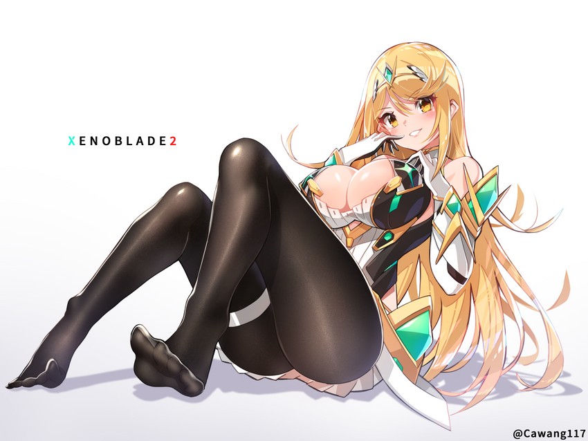mythra (xenoblade chronicles and 2 more) drawn by cawang