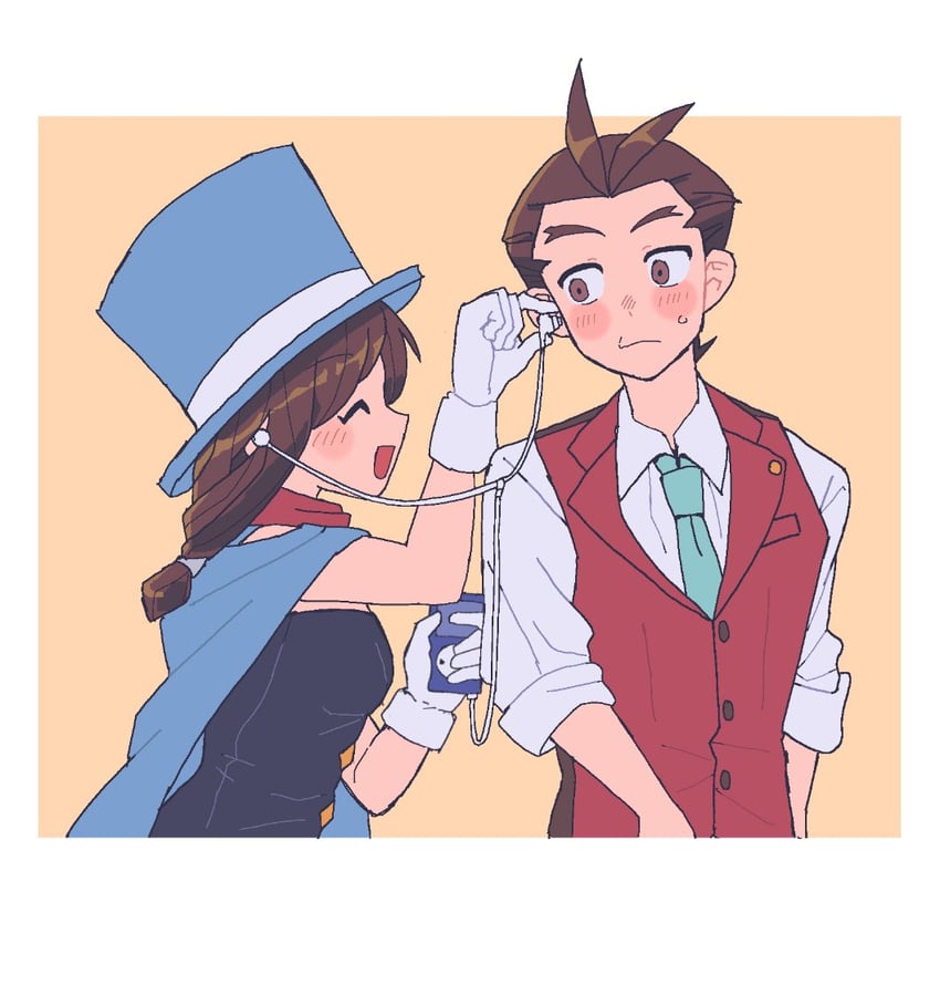 apollo justice and trucy wright (ace attorney and 1 more) drawn by nanase_(trfok1)