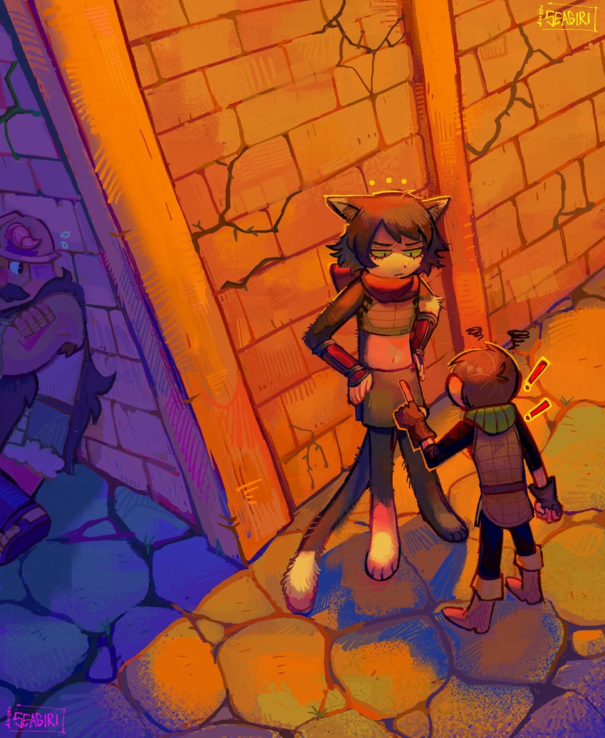 senshi, chilchuck tims, and izutsumi (dungeon meshi) drawn by seagiri