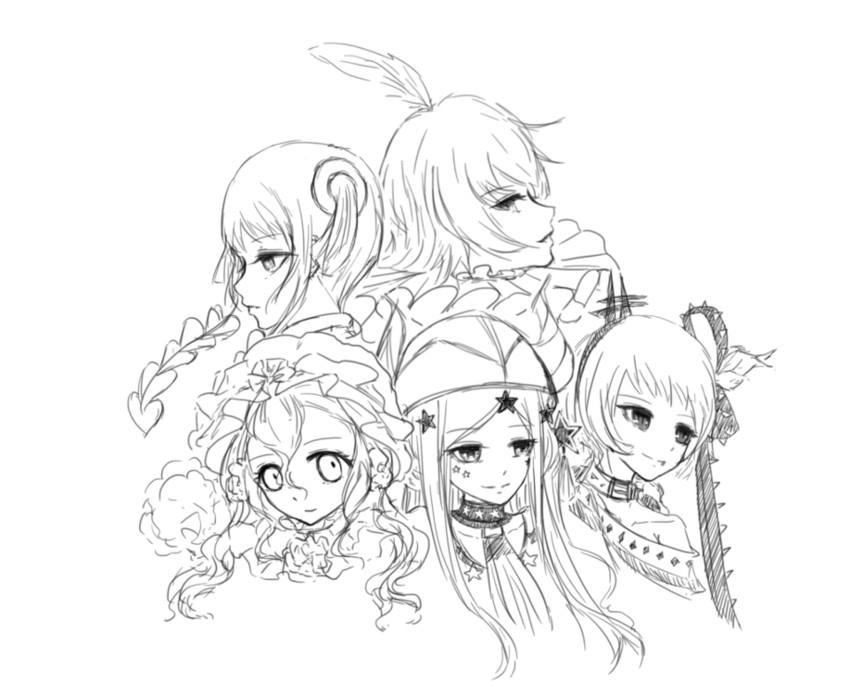 pity frederica, rain pow, sonia bean, tot pop, and pukin (mahou shoujo ikusei keikaku and 1 more) drawn by chenjuliushuang