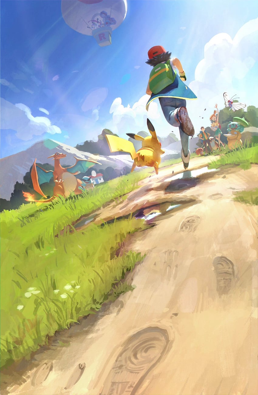 pikachu, ash ketchum, misty, charizard, bulbasaur, and 12 more (pokemon) drawn by okacheke