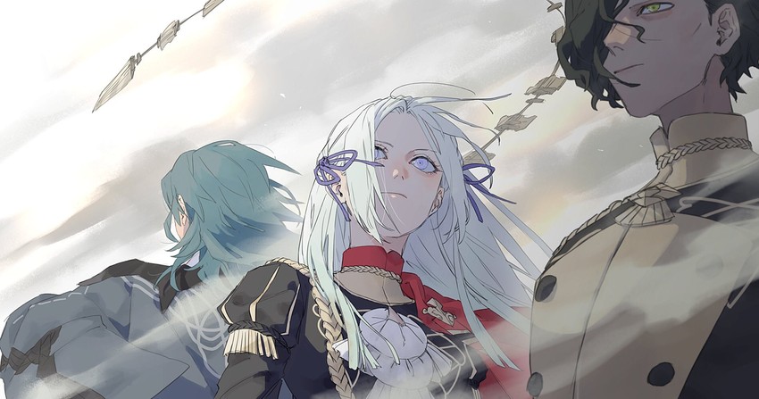 female byleth, edelgard von hresvelg, and hubert von vestra (fire emblem and 1 more) drawn by 91007