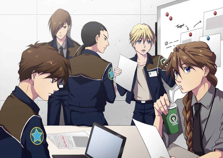 heero yuy, duo maxwell, chang wufei, trowa barton, and quatre raberba winner (gundam and 1 more) drawn by rei_(usabiba)