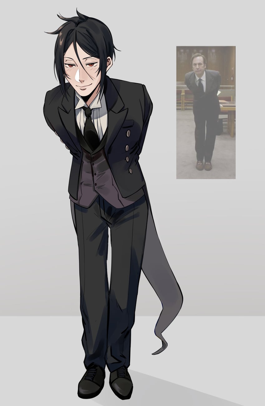 sebastian michaelis and saul goodman (kuroshitsuji and 2 more) drawn by uneasywolf
