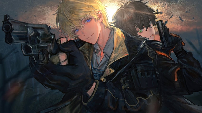 sonny brisko and alban knox (nijisanji and 1 more) drawn by qingdanzai