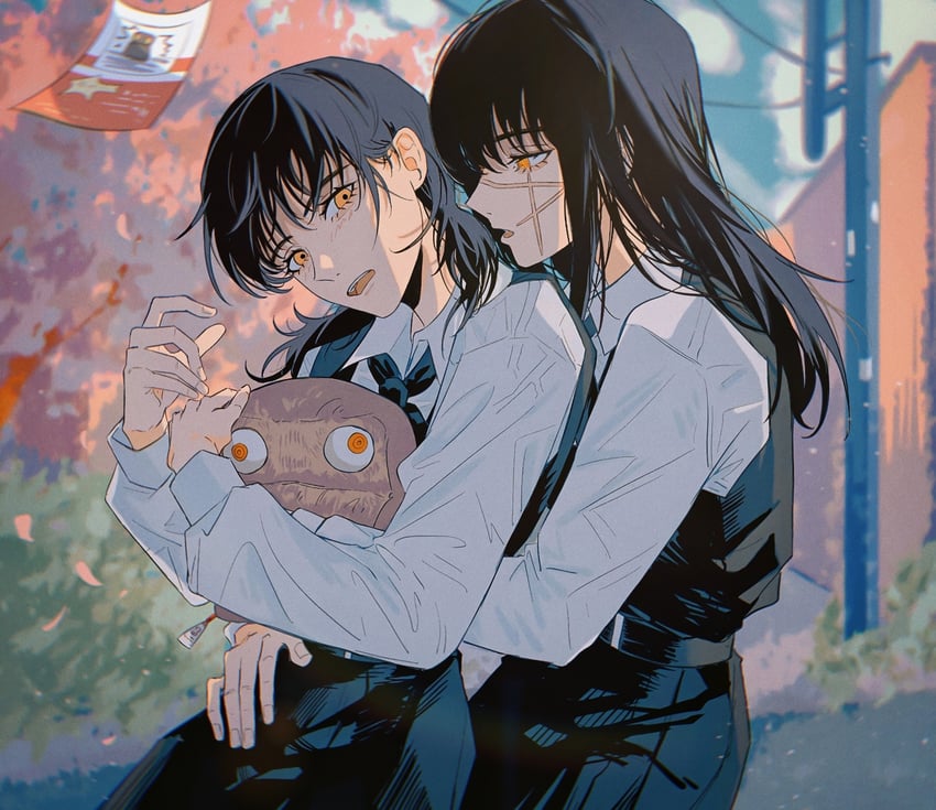 yoru, mitaka asa, and war devil (chainsaw man) drawn by yumu_(8181018)