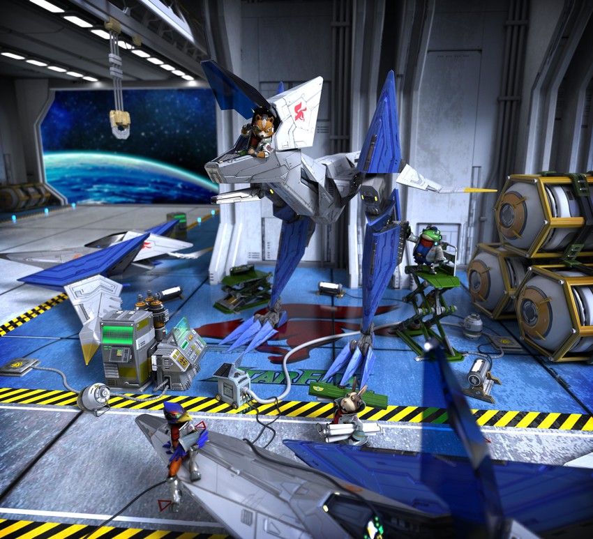 fox mccloud, falco lombardi, slippy toad, and peppy hare (star fox and 1 more)