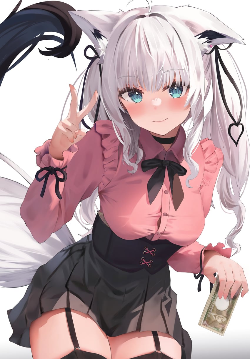 shirakami fubuki and white burinyan (hololive) drawn by uechin_ewokaku