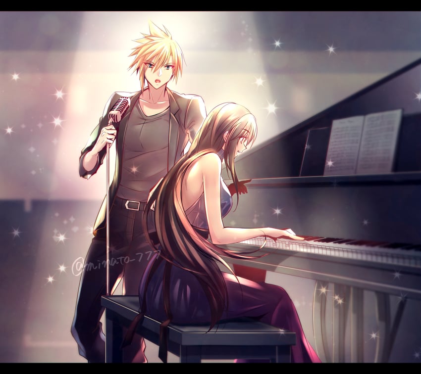 tifa lockhart and cloud strife (final fantasy and 2 more) drawn by minato_(ct_777)