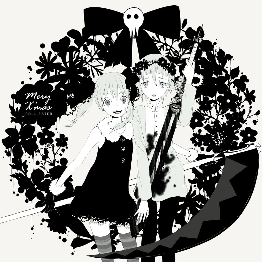 maka albarn, soul evans, crona, and ragnarok (soul eater) drawn by yuuko_(nora0x0)