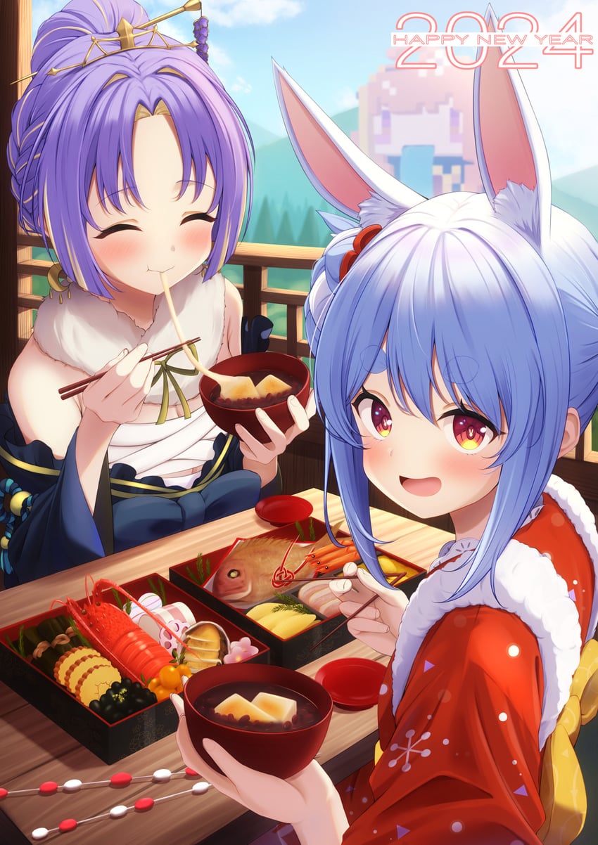 usada pekora, kiryu coco, and moona hoshinova (hololive and 2 more) drawn by kaigan
