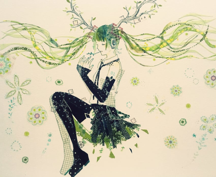 hatsune miku (vocaloid and 1 more) drawn by oikoko_koko