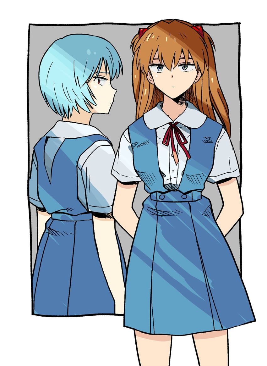 souryuu asuka langley and ayanami rei (neon genesis evangelion) drawn by hatimoto