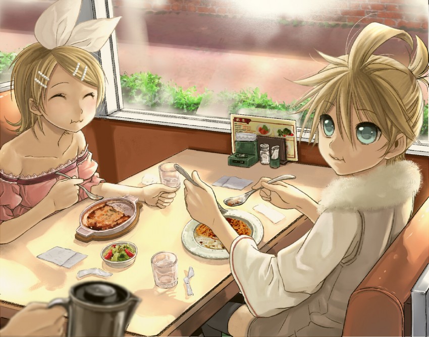 kagamine rin and kagamine len (vocaloid) drawn by tamara