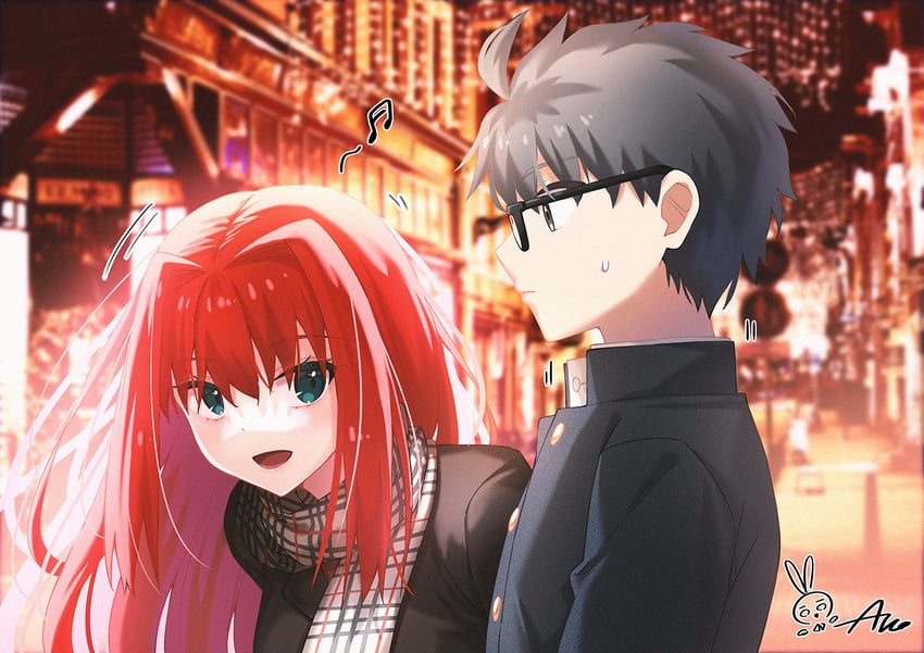 aozaki aoko and tohno shiki (tsukihime) drawn by aro_1801