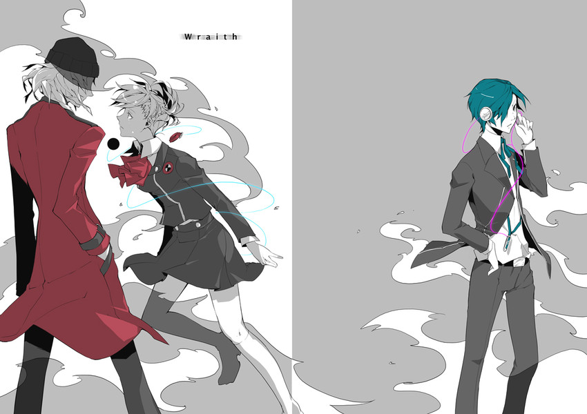 yuuki makoto, shiomi kotone, and aragaki shinjirou (persona and 3 more) drawn by harukawa_sango