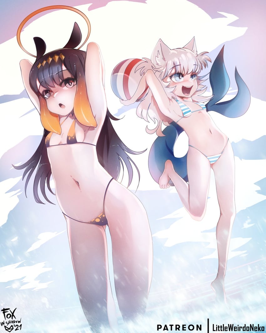 gawr gura and ninomae ina'nis (hololive and 1 more) drawn by foxinshadow
