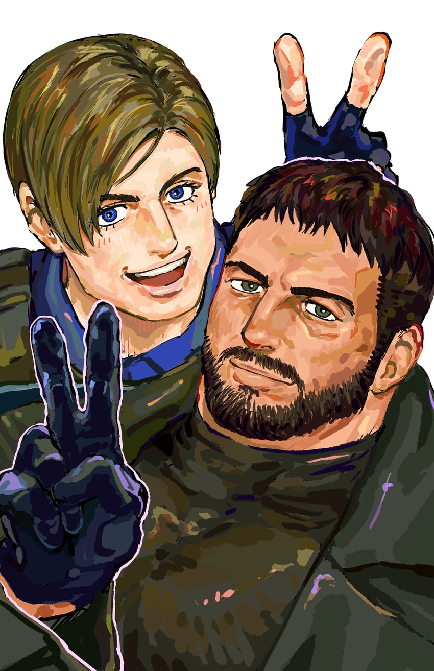 leon s. kennedy and chris redfield (resident evil and 2 more) drawn by 123456dyom