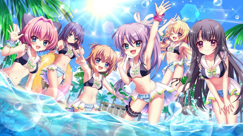 shikimiya mana, tsukisaka sayu, hiiragi kae, hasegawa mii, honjou kasumi, and 1 more (re:stage!) drawn by izumi_tsubasu
