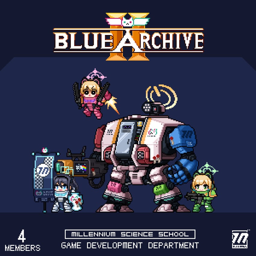 aris, momoi, midori, yuzu, adeptus astartes, and 1 more (blue archive and 3 more) drawn by redforge