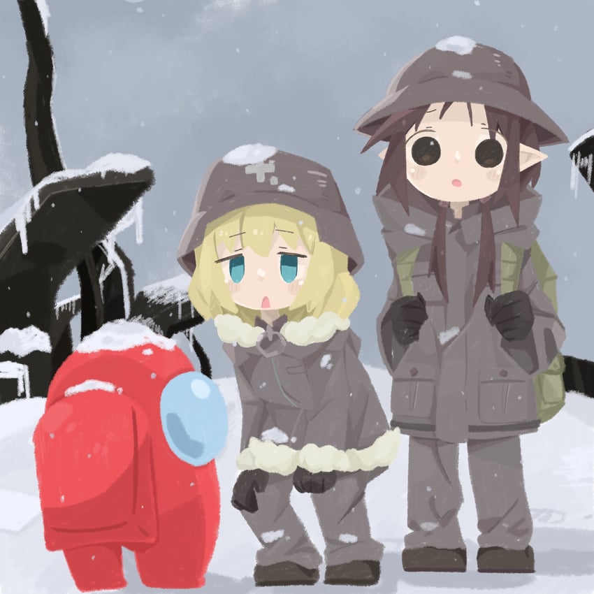 crewmate, chito, and yuuri (among us and 1 more) drawn by naaga_sonomono