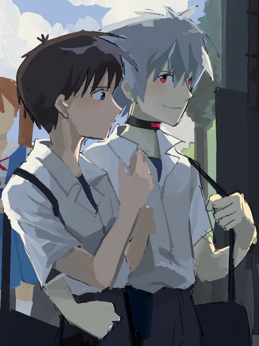 ikari shinji and nagisa kaworu (neon genesis evangelion) drawn by modercated