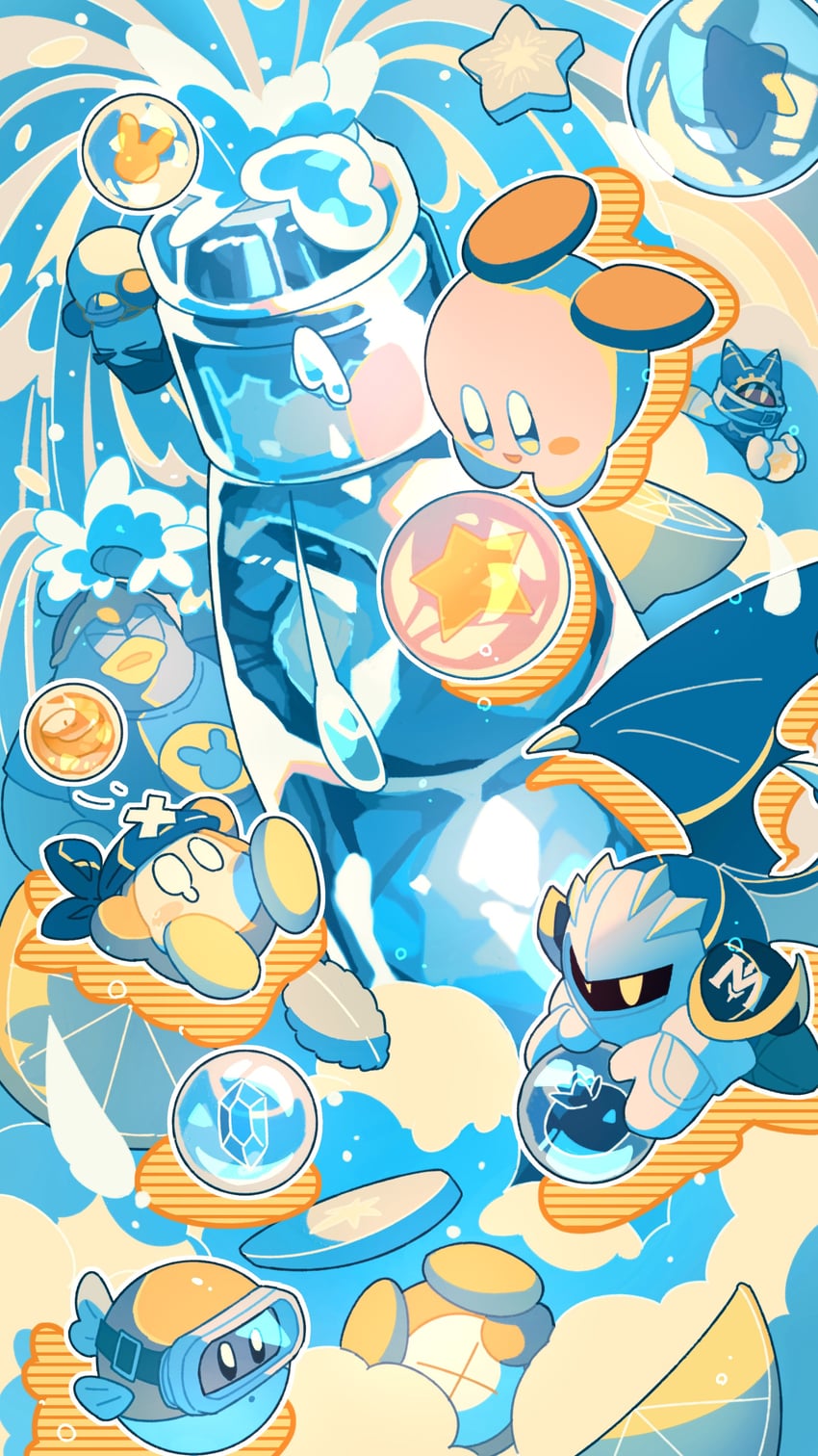 kirby, meta knight, king dedede, magolor, bandana waddle dee, and 2 more (kirby) drawn by glef_life