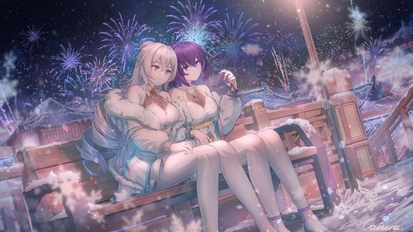 bronya zaychik and seele vollerei (honkai and 1 more) drawn by caisena