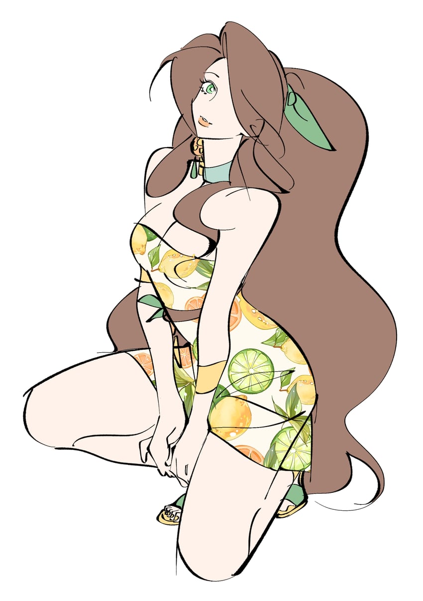 aerith gainsborough (final fantasy and 2 more) drawn by mianmian741