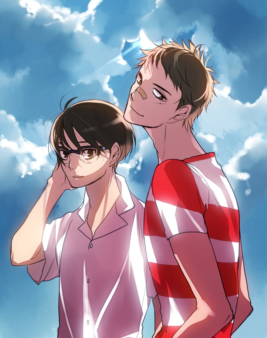 kawabuchi sentarou and nishimi kaoru (sakamichi no apollon) drawn by 19800205