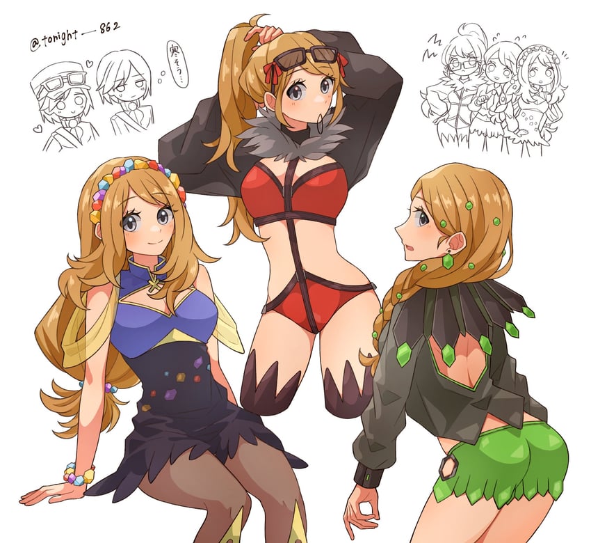 serena and calem (pokemon and 1 more) drawn by rain_(tonight_862)