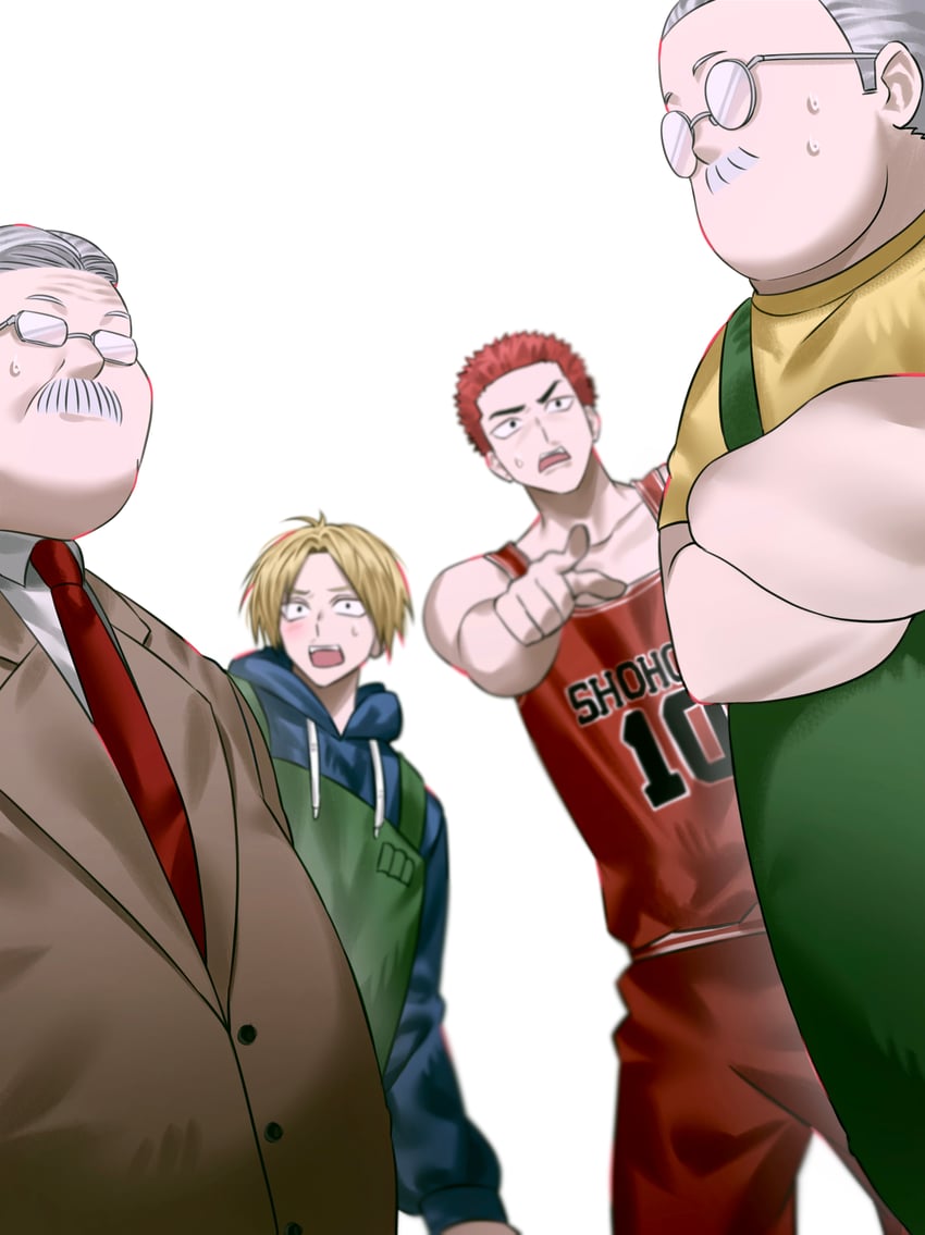 sakuragi hanamichi, sakamoto taro, shin, and anzai mitsuyoshi (slam dunk and 1 more) drawn by gomang1201