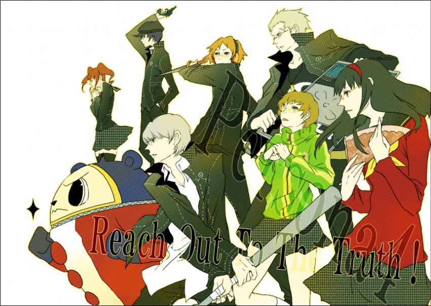 narukami yu, shirogane naoto, satonaka chie, kujikawa rise, amagi yukiko, and 3 more (persona and 1 more) drawn by vaayunto_yuuki