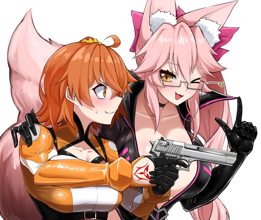fujimaru ritsuka, tamamo, and koyanskaya (fate and 1 more) drawn by nubebenbe