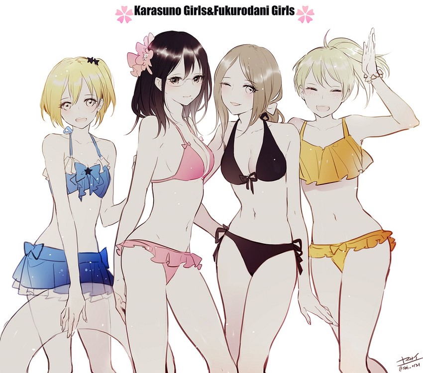 shimizu kiyoko, yachi hitoka, shirofuku yukie, and suzumeda kaori (haikyuu!!) drawn by yasai_(getsu)