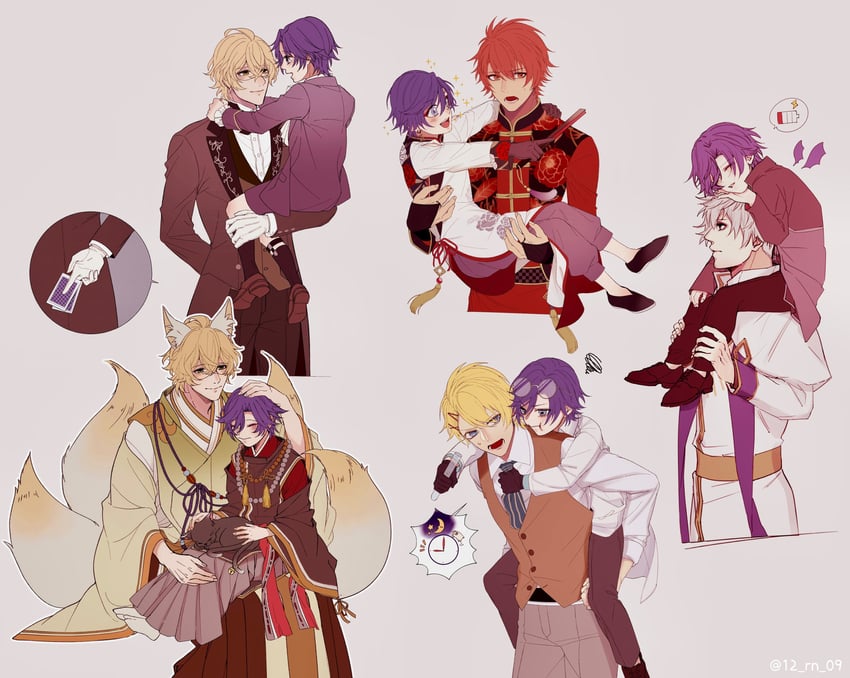 kurusu shou, shinomiya natsuki, ichinose tokiya, ittoki otoya, and kurosaki ranmaru (uta no prince-sama and 1 more) drawn by ran_(12_rn_09)
