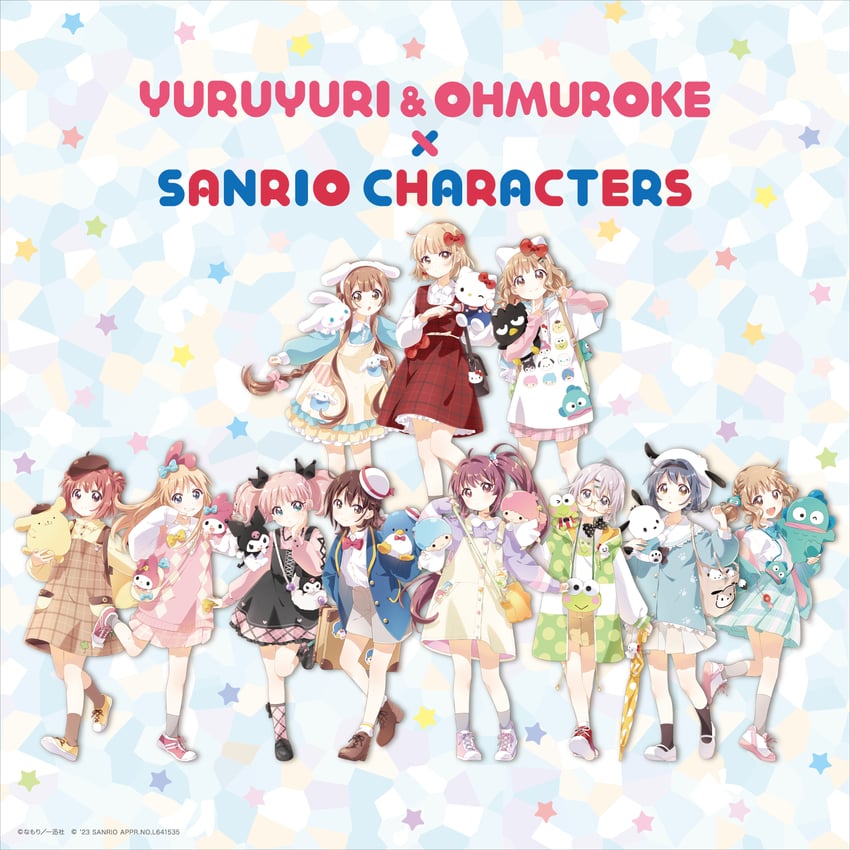 toshinou kyouko, akaza akari, funami yui, cinnamoroll, yoshikawa chinatsu, and 18 more (yuruyuri and 7 more) drawn by namori