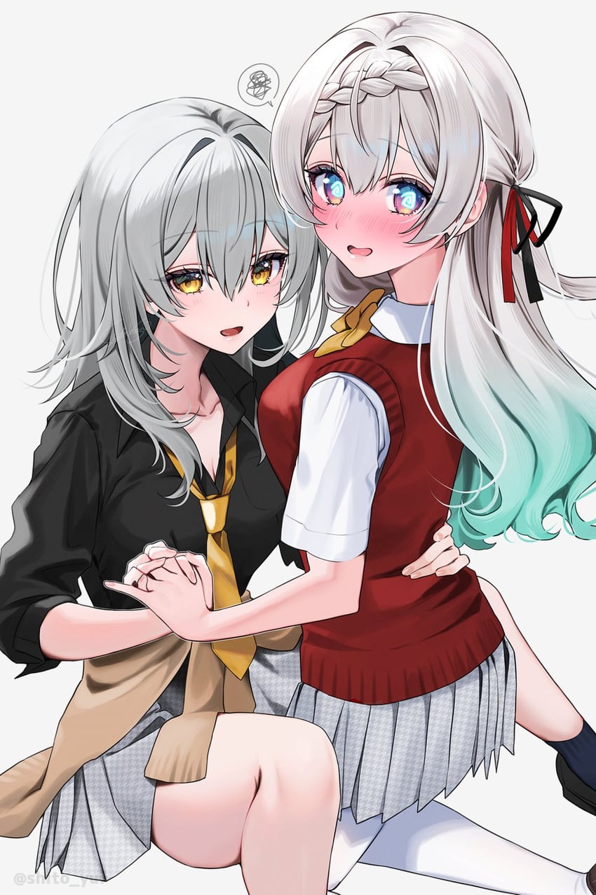 trailblazer, firefly, and stelle (honkai and 1 more) drawn by yuuyu_(moco20111115)