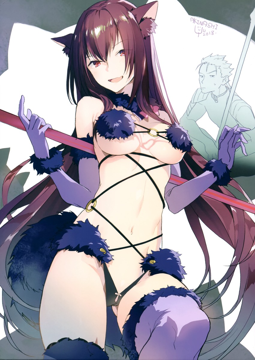 mash kyrielight, scathach, and cu chulainn (fate and 2 more) drawn by akinashi_yuu
