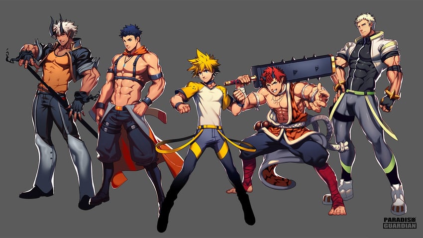 radian, lenga valentine, floody, shuten douji, and vitos (paradiso guardian) drawn by lvlv