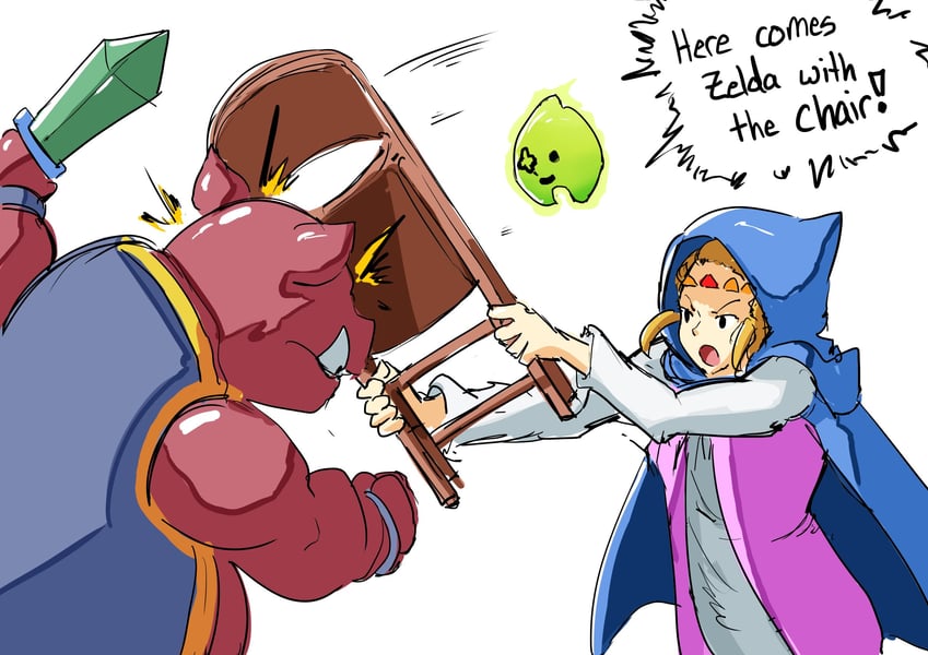 princess zelda, tri, and moblin (the legend of zelda and 2 more) drawn by automatic_giraffe