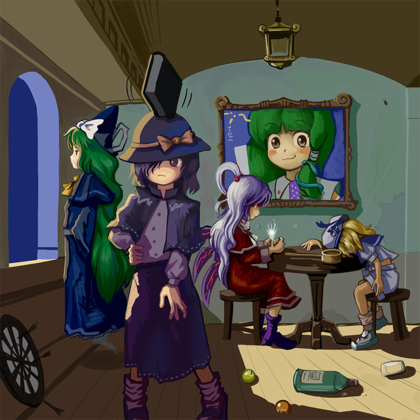 kochiya sanae, usami renko, shinki, mima, and kitashirakawa chiyuri (touhou) drawn by maku_(wasabishock)