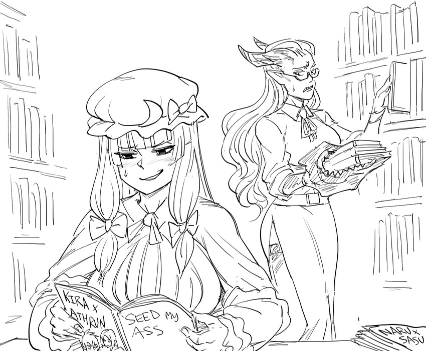 patchouli knowledge, athrun zala, and kira yamato (touhou and 3 more) drawn by bb_(baalbuddy)
