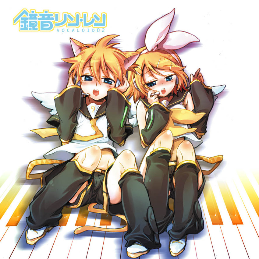 kagamine rin and kagamine len (vocaloid) drawn by james_hotate