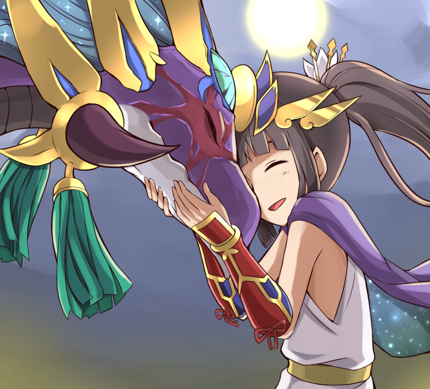 yomi and tsukuyomi dragon (puzzle & dragons and 1 more) drawn by yosaku_(y00o13o)